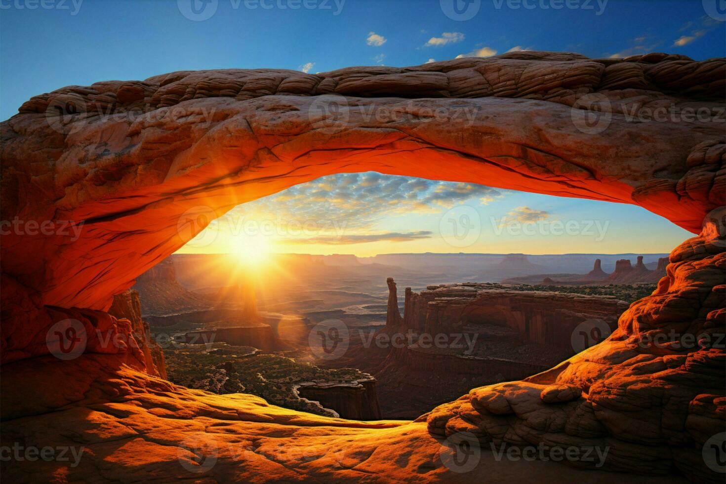Iconic Mesa Arch framed by the nature of Canyonlands National Park AI Generated photo