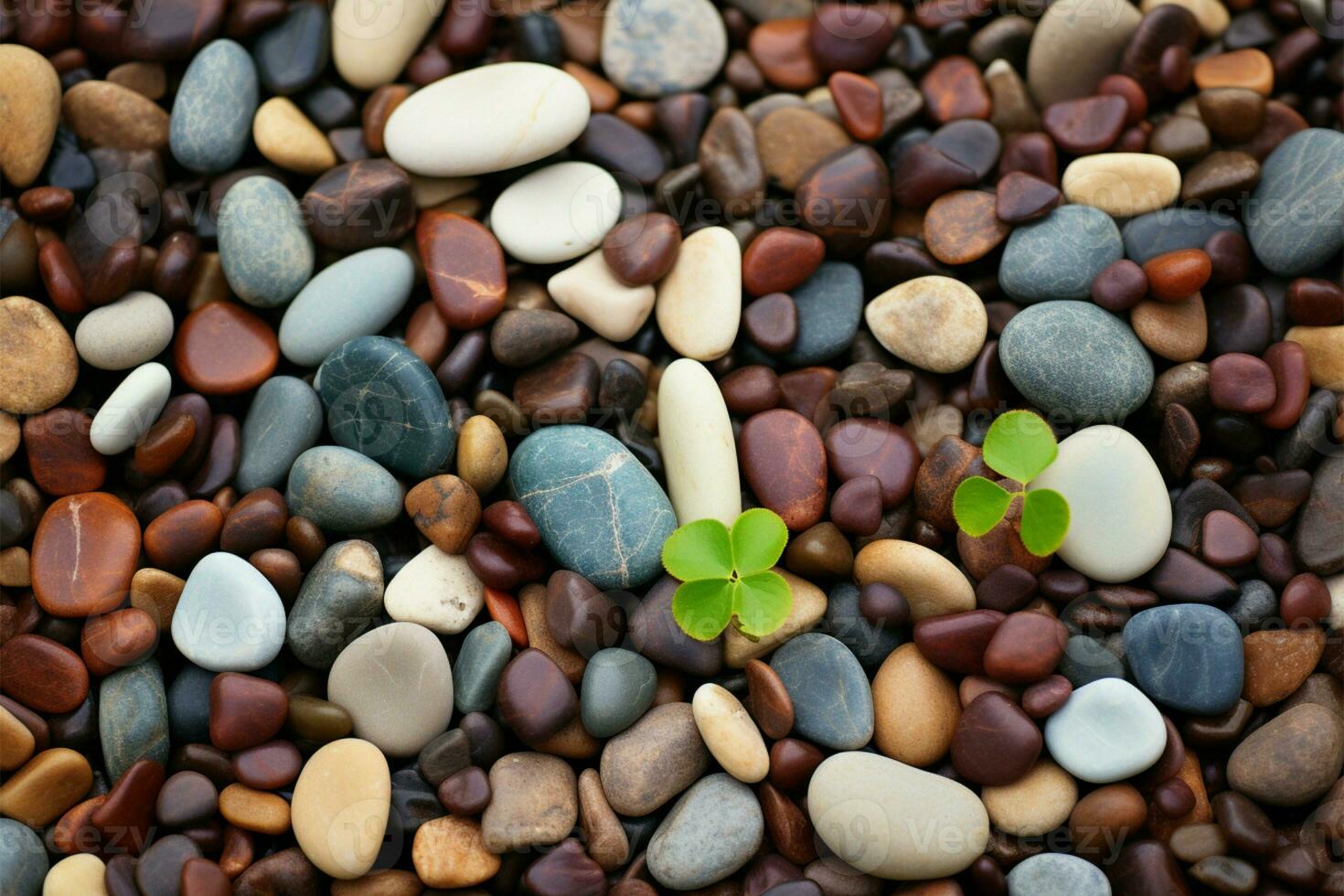 Pebble stones coexist with rough bricks, adding a unique texture AI Generated photo