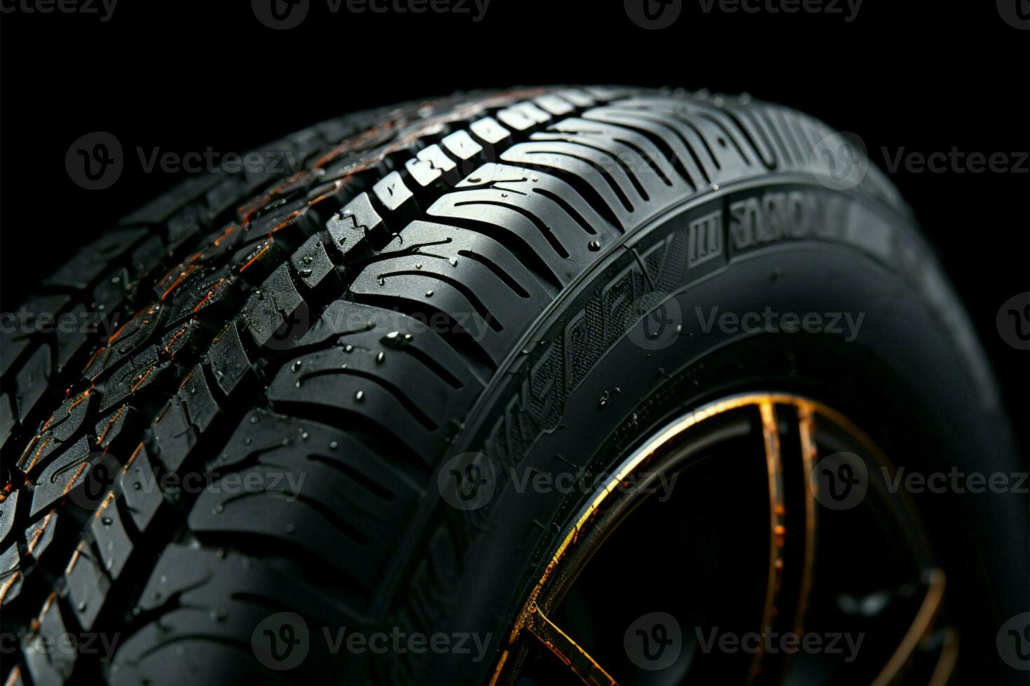 Detailed close up captures the unique features of a car tire AI Generated photo