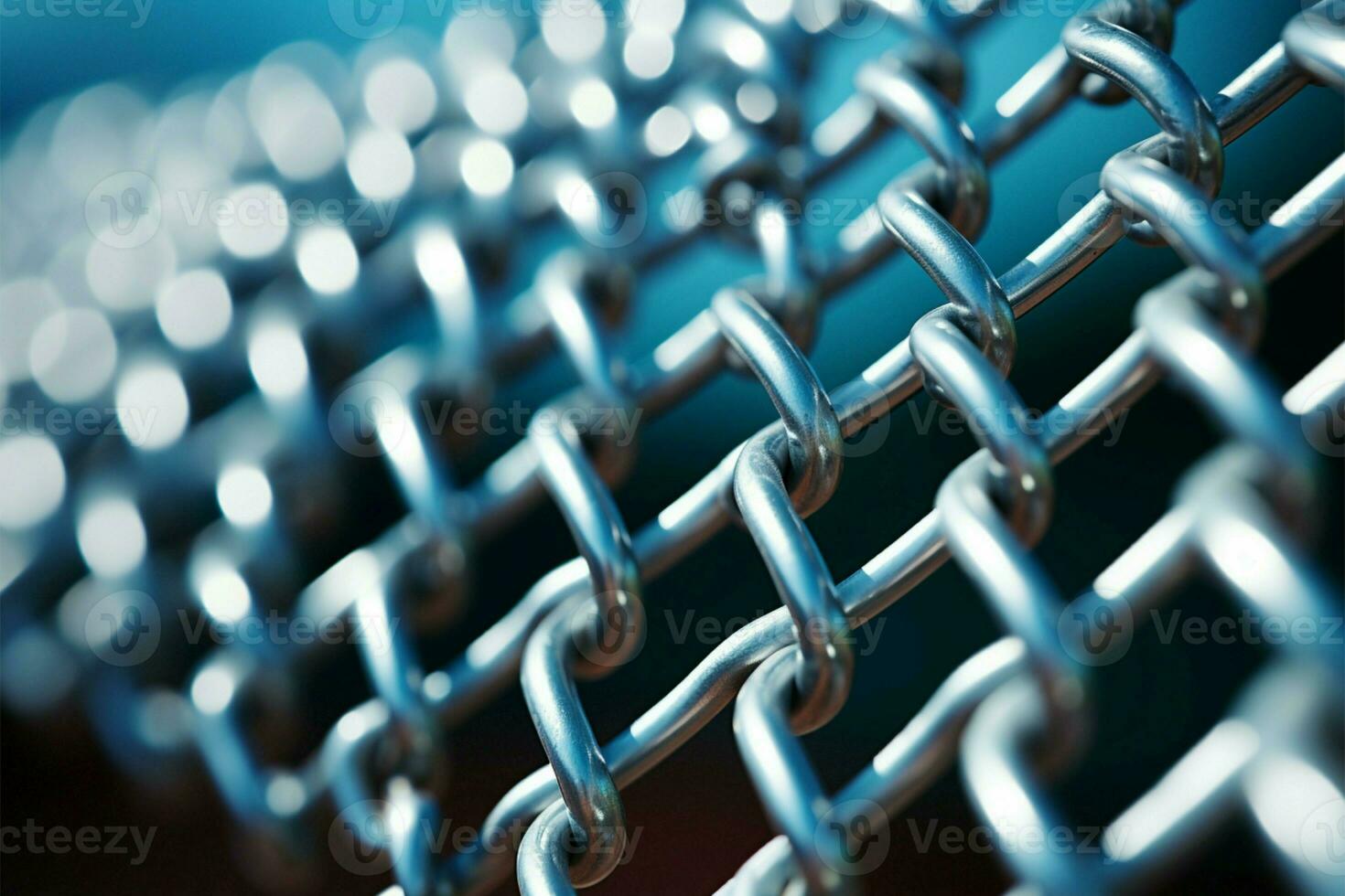 Chain link fence in close up with room for text AI Generated photo