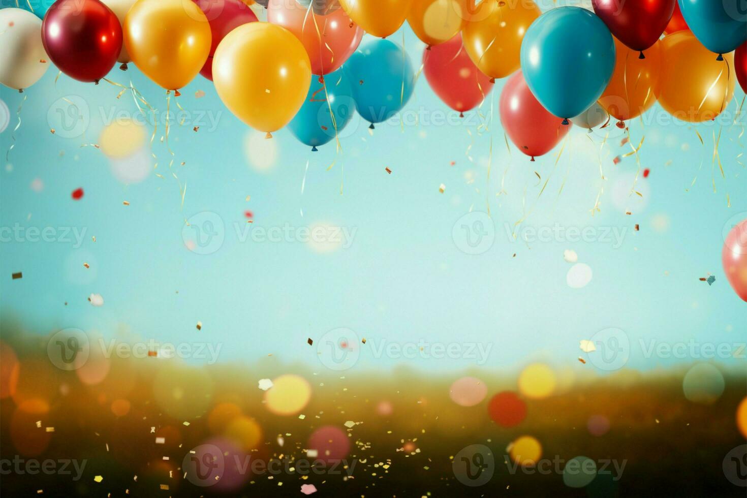 globos en vibrante colores en un papel picado completado, jubiloso texturizado fondo ai generado foto
