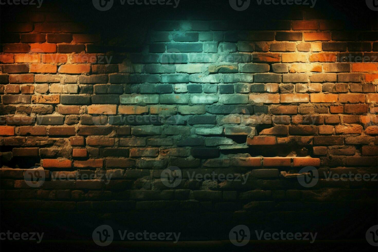 A grunge brick wall with textured effect and contemporary illumination AI Generated photo