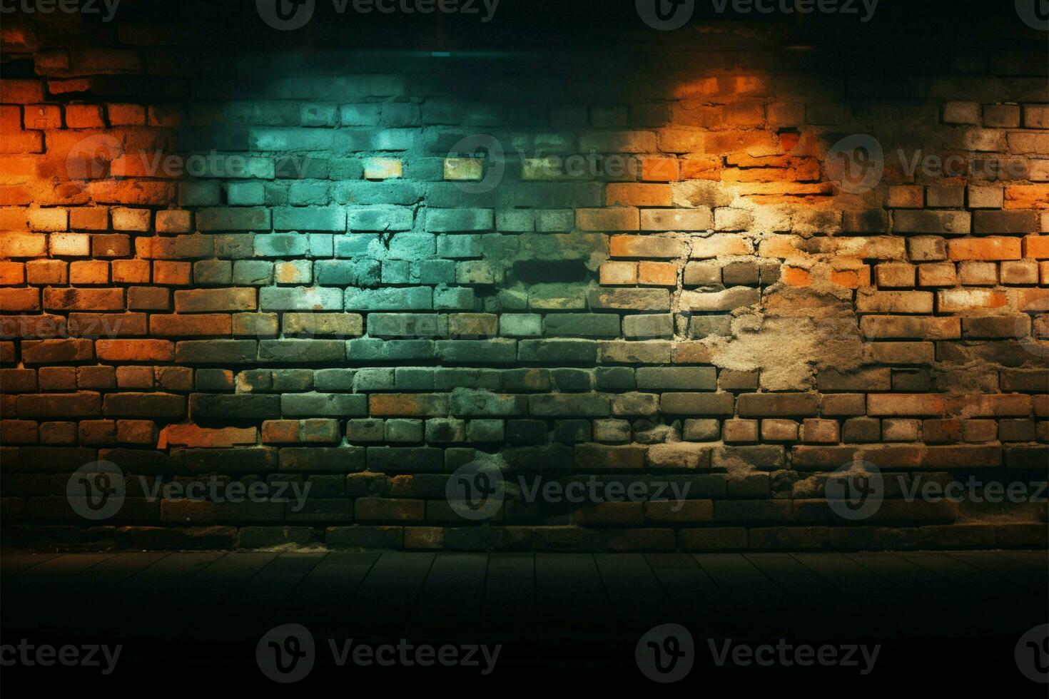 A grunge brick wall with textured effect and contemporary illumination AI Generated photo