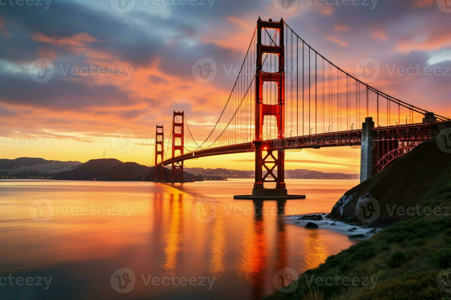 Spanning beauty The renowned Golden Gate Bridge gracing San Francisco AI Generated photo