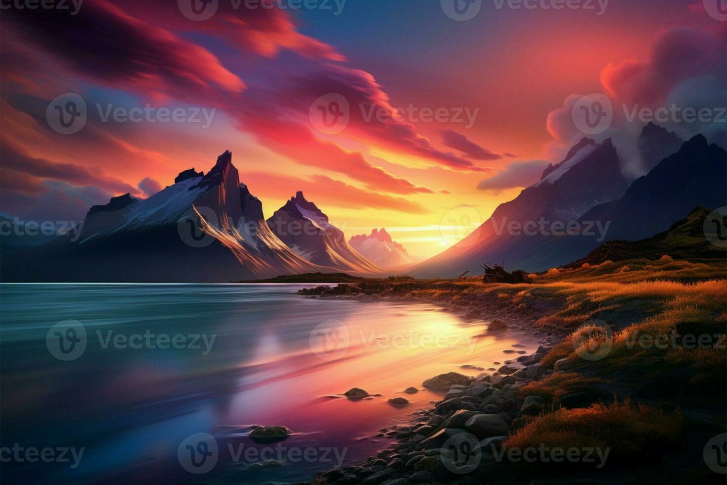 Stunning multicolored landscape with vibrant natural beauty all around AI Generated photo