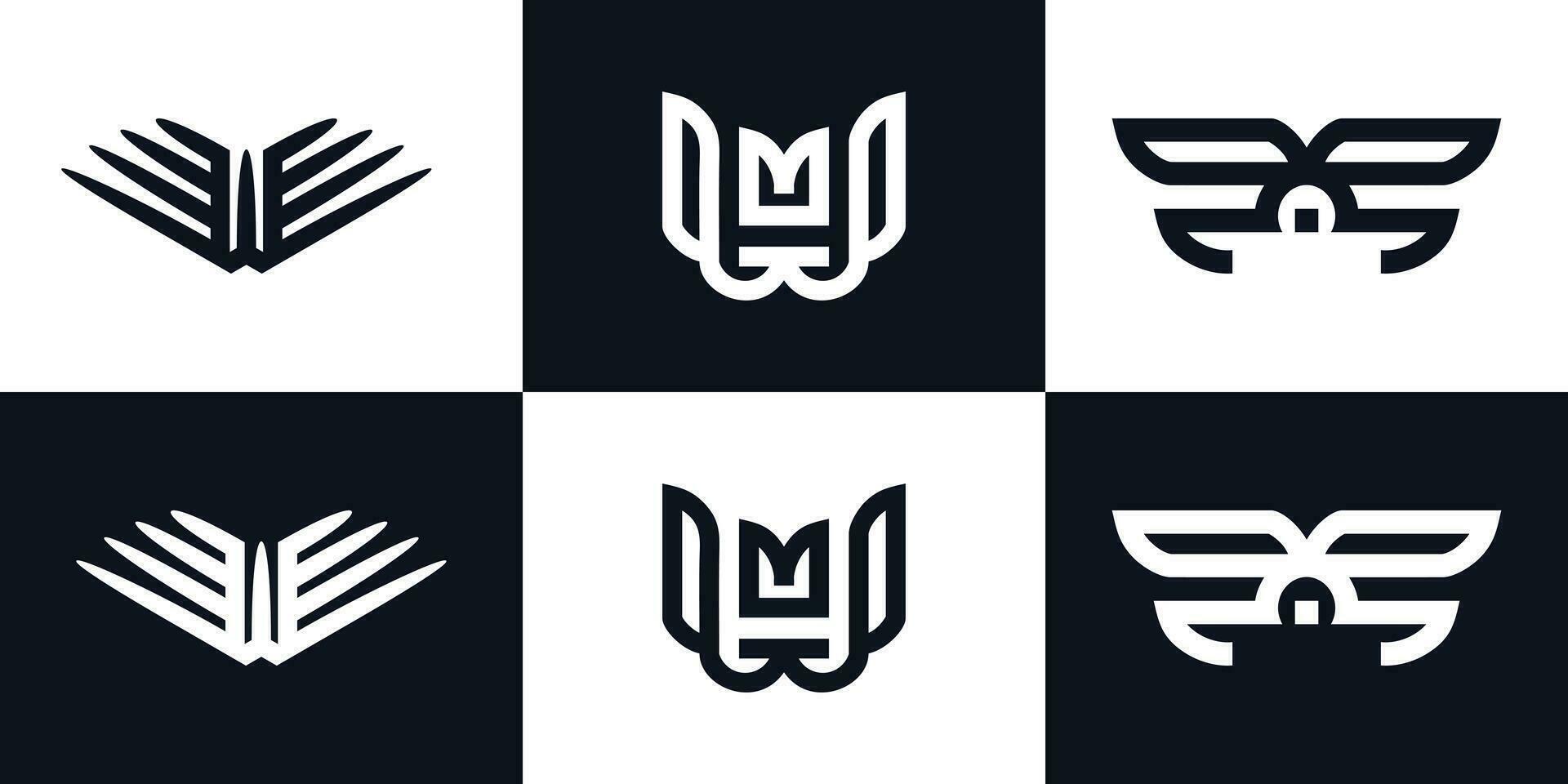 Vector wings icon set logo Premium Vector