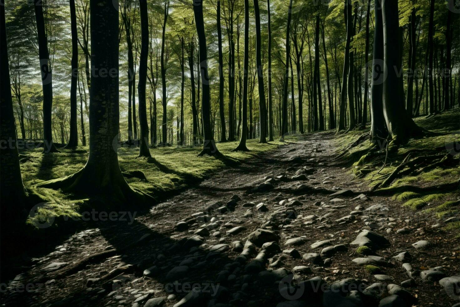 A flourishing beech forest welcomes the season of renewal, spring AI Generated photo