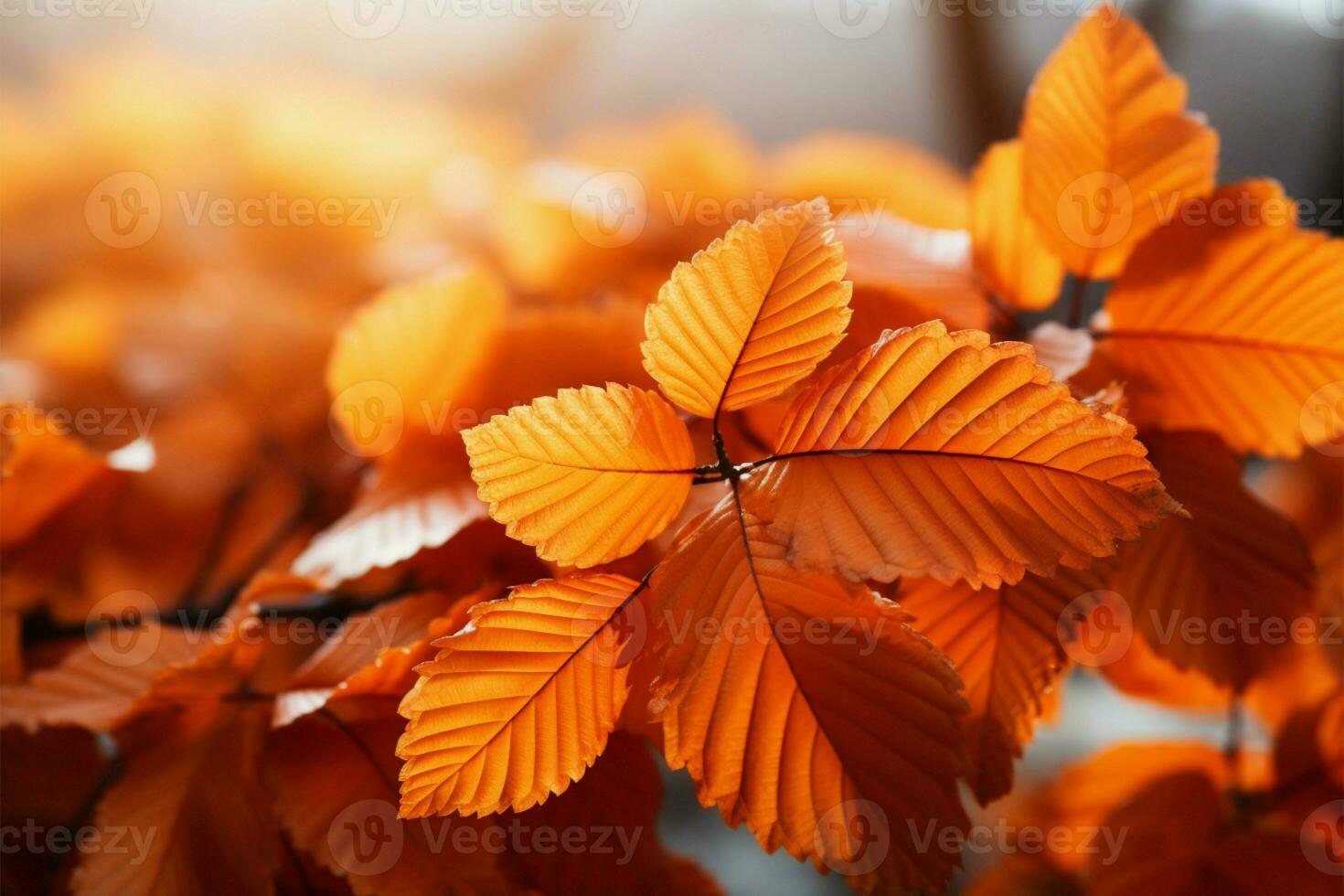 Autumn foliage shines with warm hues of orange and crimson AI Generated photo