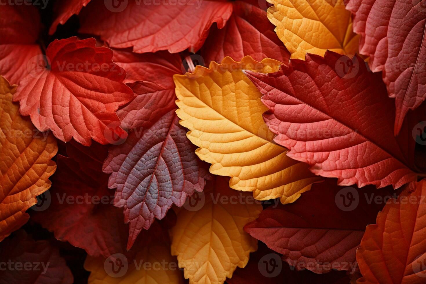 Northwest schools gold and crimson palette in autumn leafs detail AI Generated photo