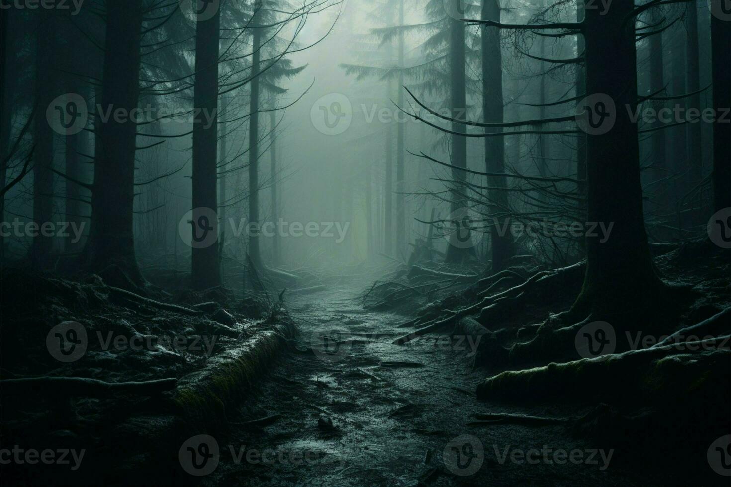 A wilderness of dread where mystery and horror infest the forest AI Generated photo