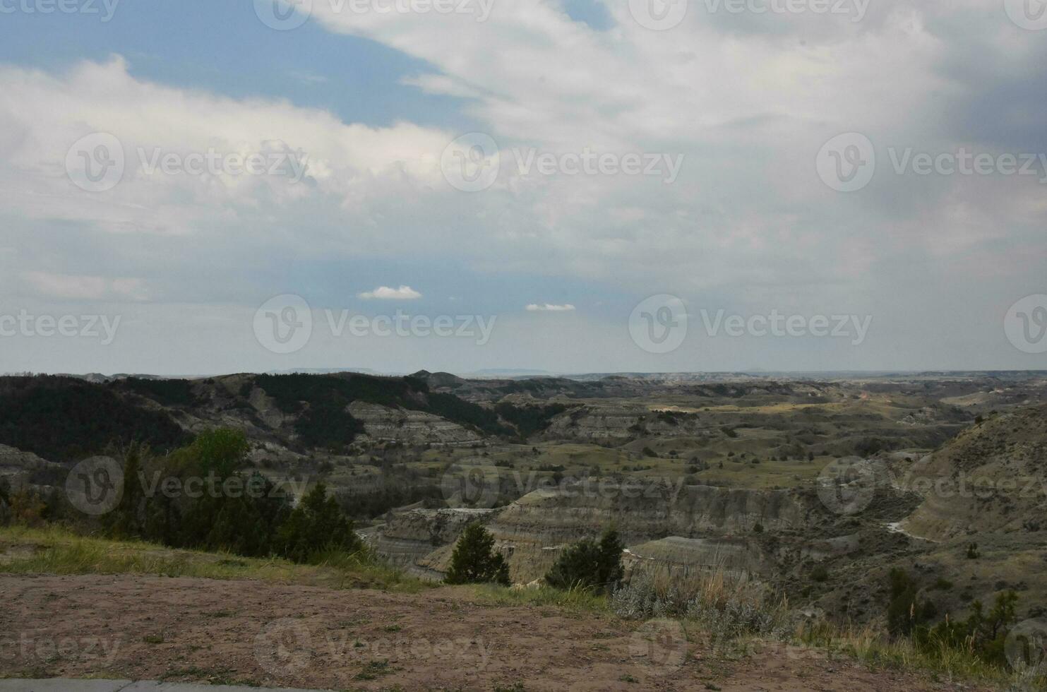 Heavy Skies Over a Canyon in North Dakota photo