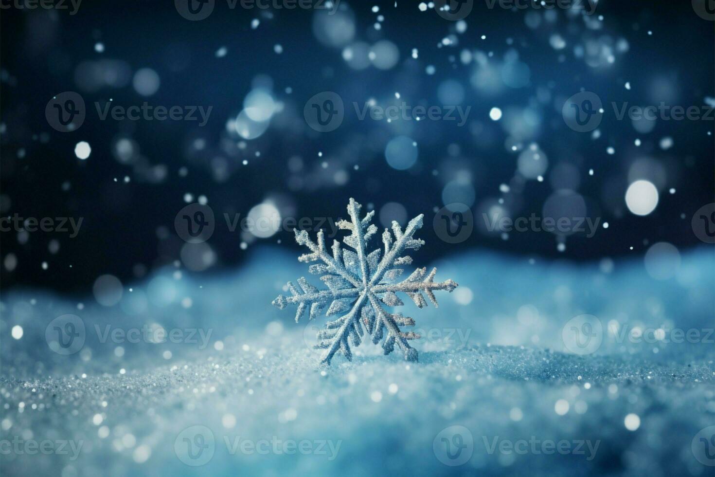 A holiday themed illustration snowflake as the backdrop AI Generated photo