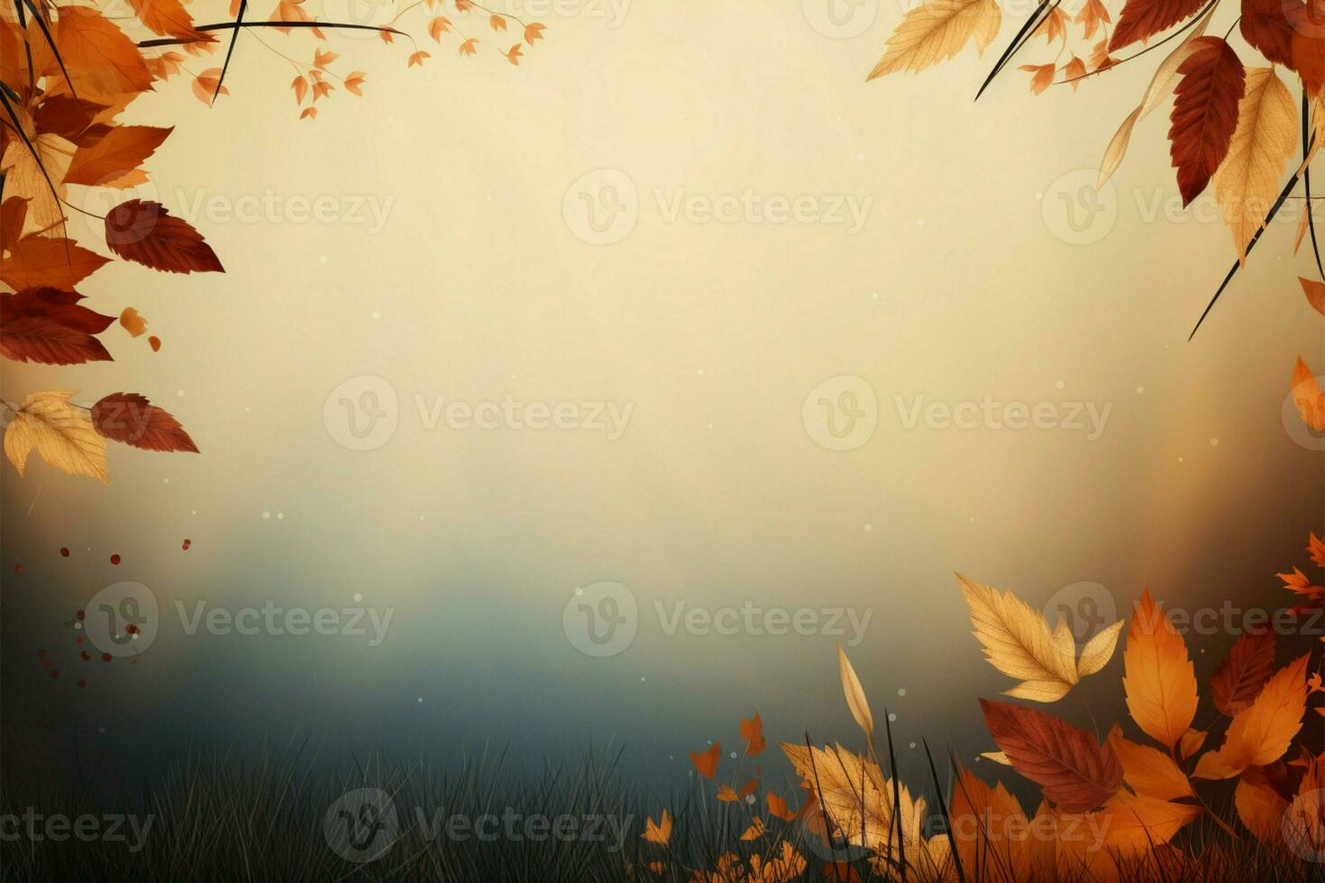 Text friendly autumn themed background with ample space for your message AI Generated photo