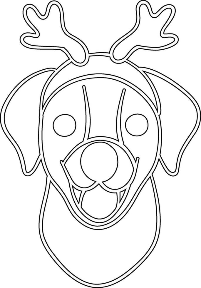 Dog face Christmas doodle for decoration and design. vector