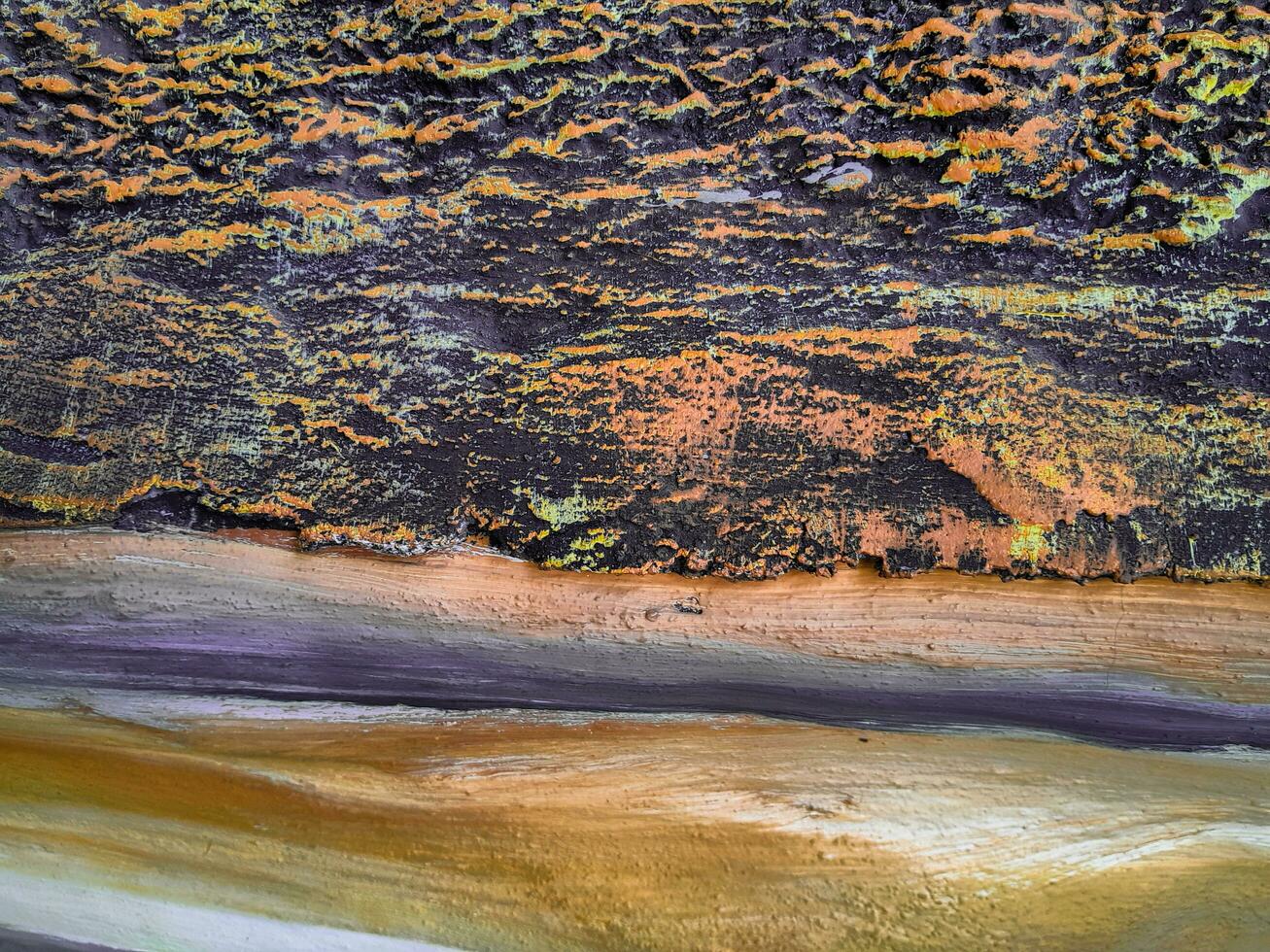 Closeup of tree trunk. Concrete wood texture. Tree bark texture of the cement relief plaster wall with natural color paint. photo