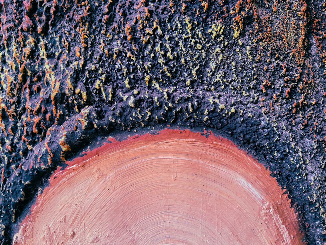 Closeup of tree trunk. Concrete wood texture. Tree bark texture of the cement relief plaster wall with natural color paint. photo
