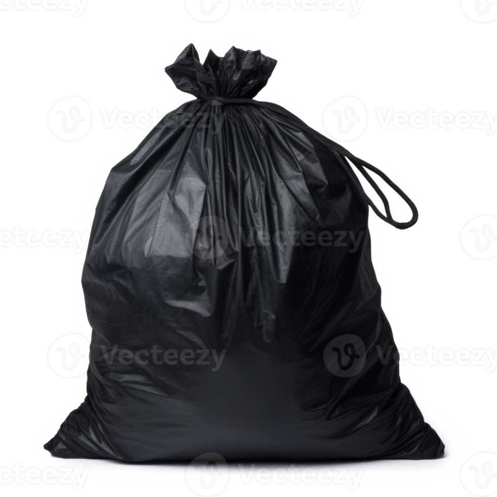 Black garbage bag isolated. Generative AI png