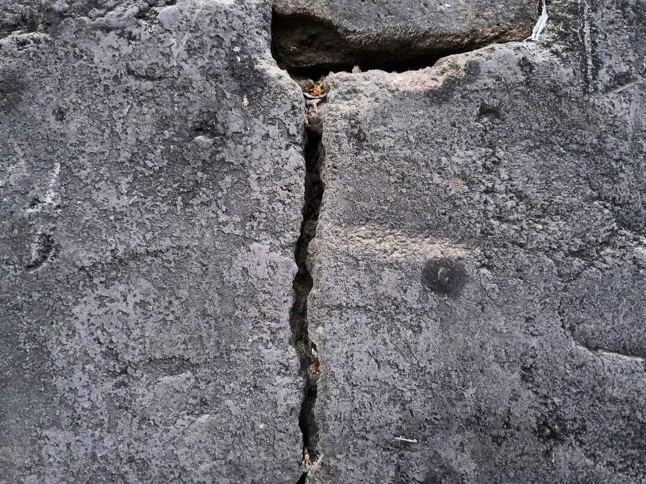 Grungy wall of gray concrete texture with cracked surface from sand and cement materials. photo