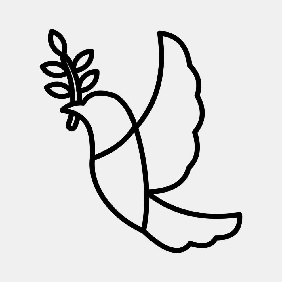Icon a dove carrying an olive branch. Palestine elements. Icons in line style. Good for prints, posters, logo, infographics, etc. vector