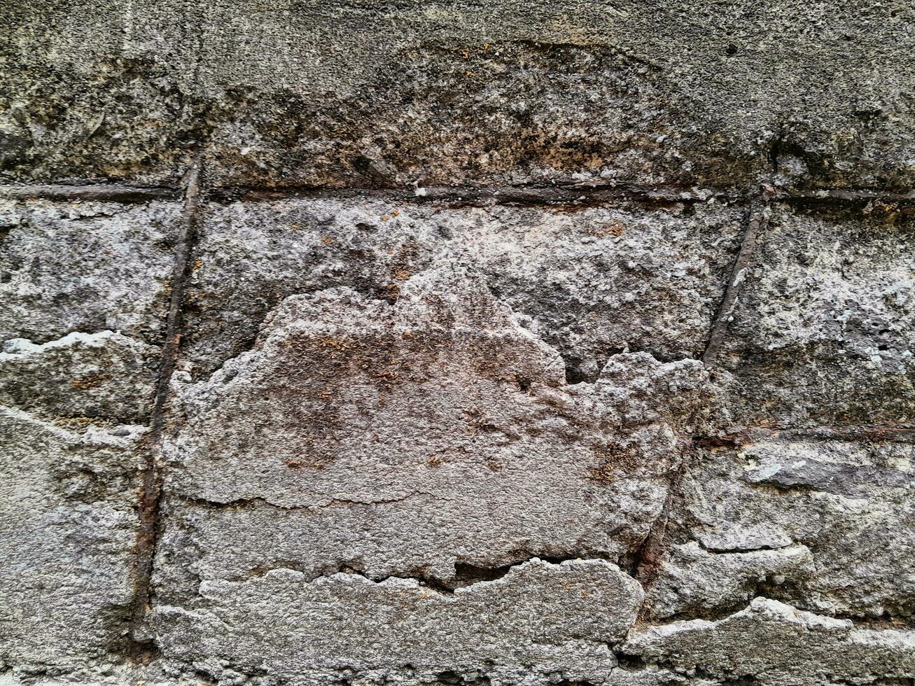 Grungy wall of gray concrete texture with cracked surface from sand and cement materials. photo