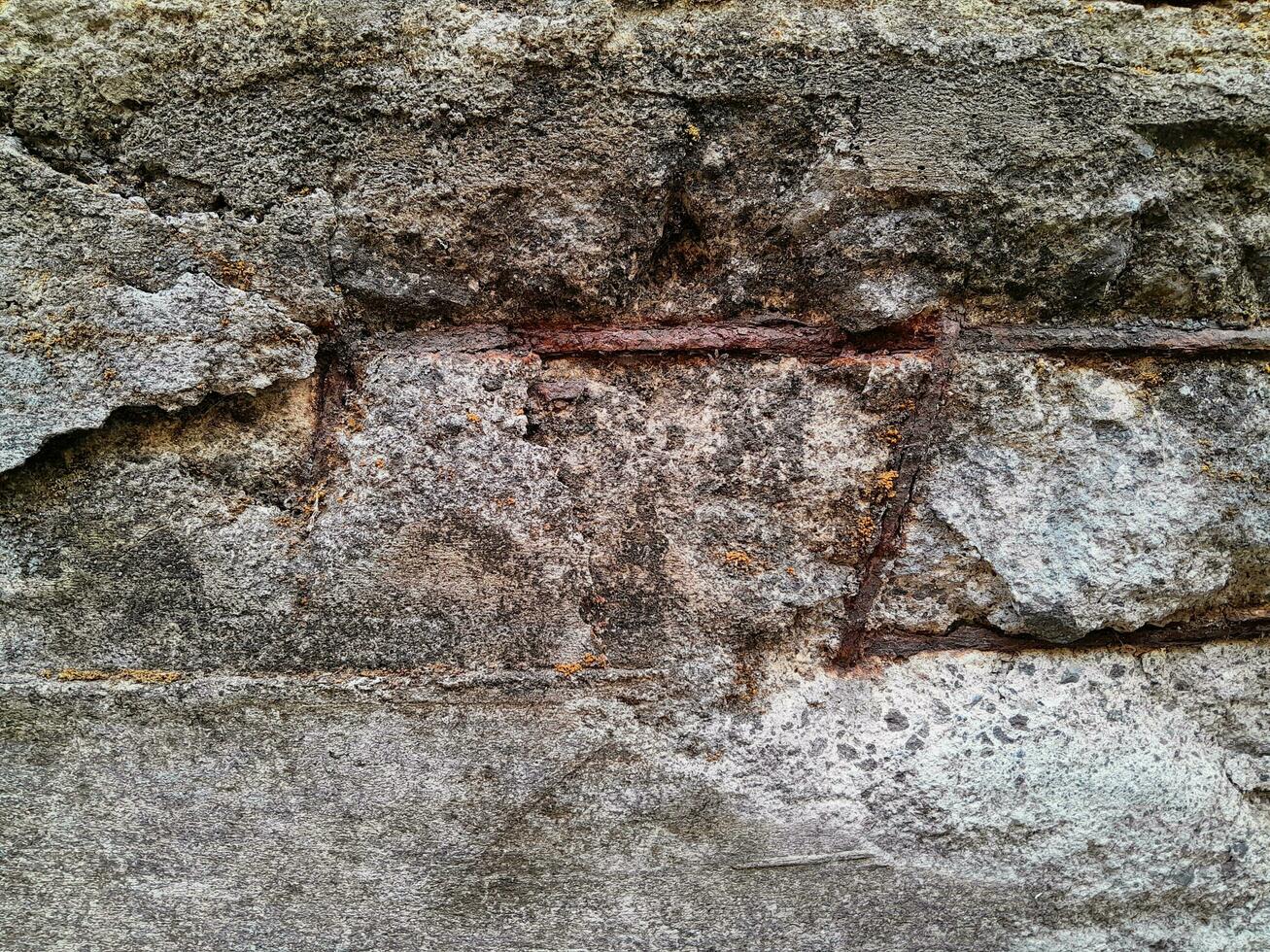 Grungy wall of gray concrete texture with cracked surface from sand and cement materials. photo