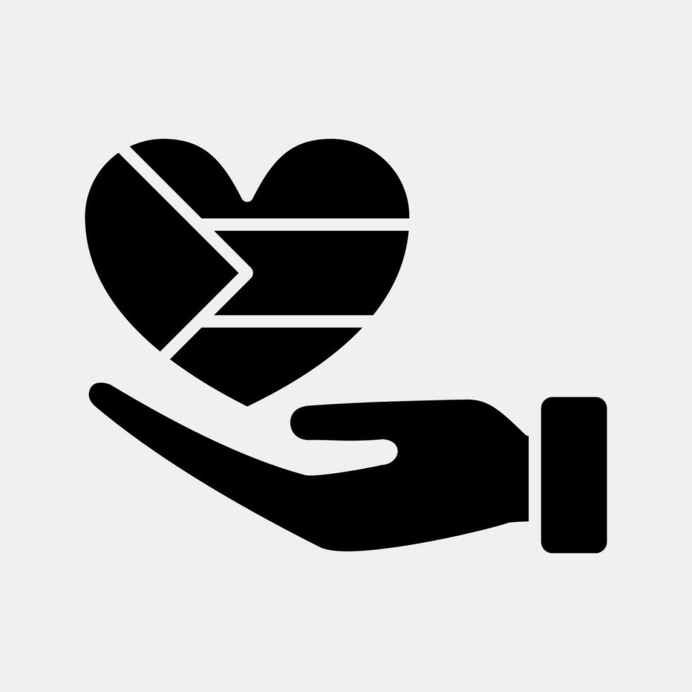 Icon hand and heart. Palestine elements. Icons in glyph style. Good for prints, posters, logo, infographics, etc. vector