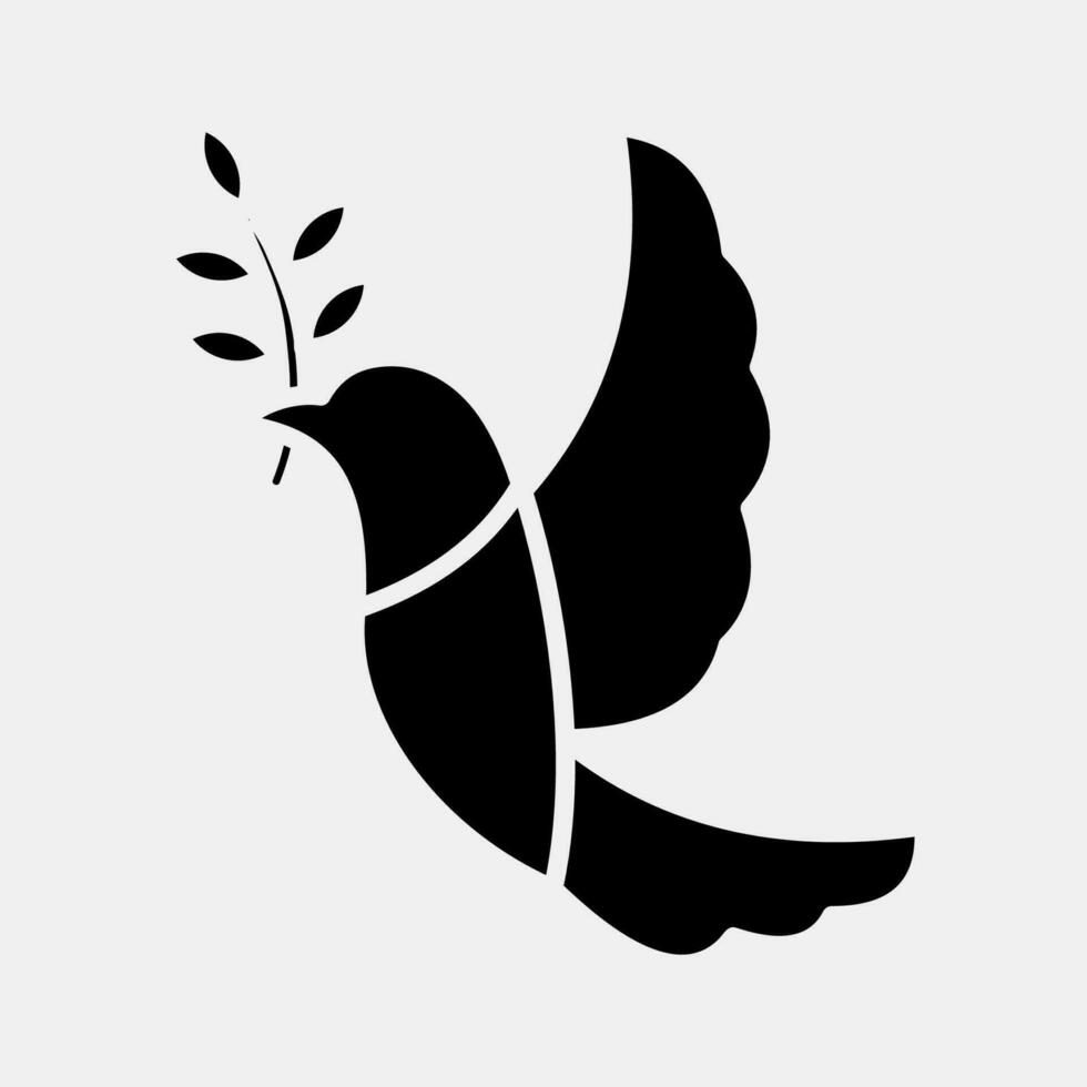 Icon a dove carrying an olive branch. Palestine elements. Icons in glyph style. Good for prints, posters, logo, infographics, etc. vector