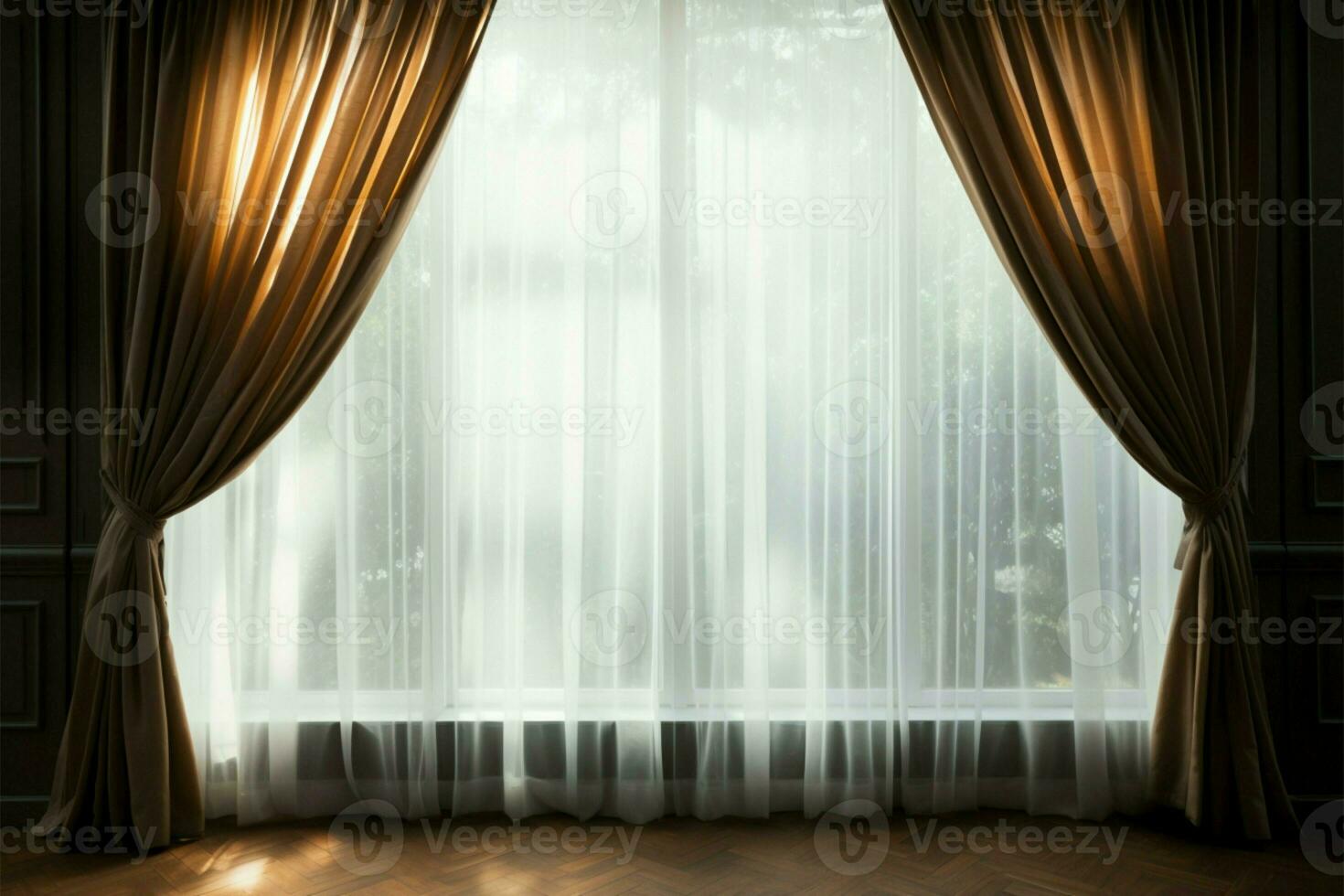 Interior rooms window and curtains take center stage in a closeup AI Generated photo