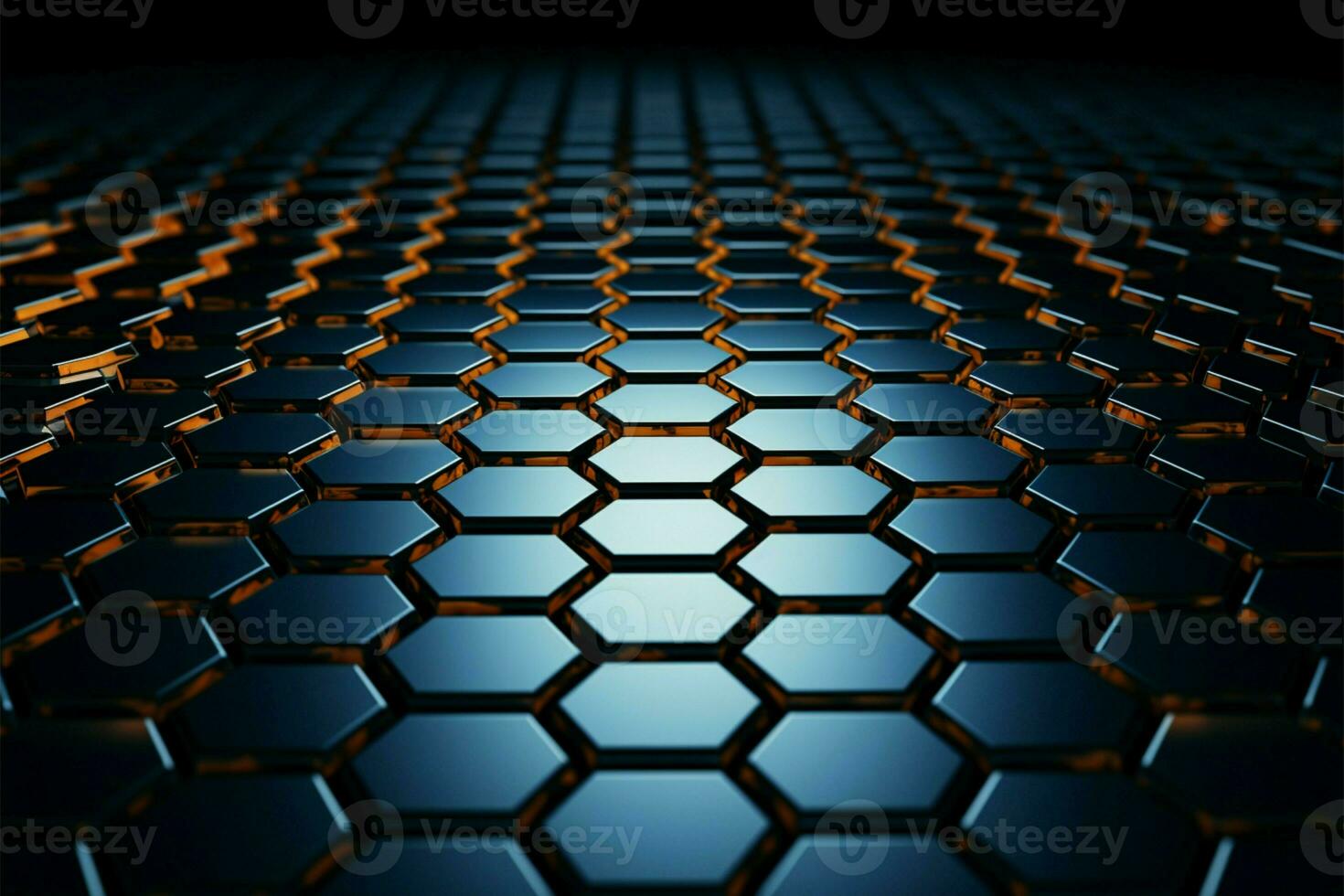 Hexagonal honeycomb in 3D, creating an abstract, textured backdrop AI Generated photo