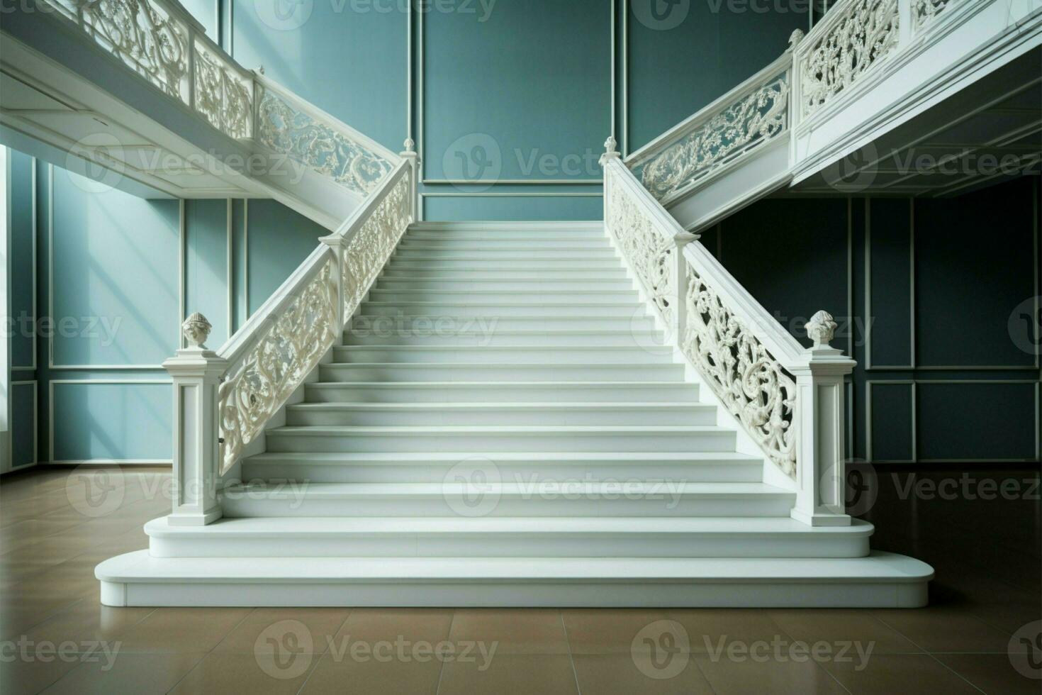 Empty, graceful stair steps reveal their inherent beauty AI Generated photo
