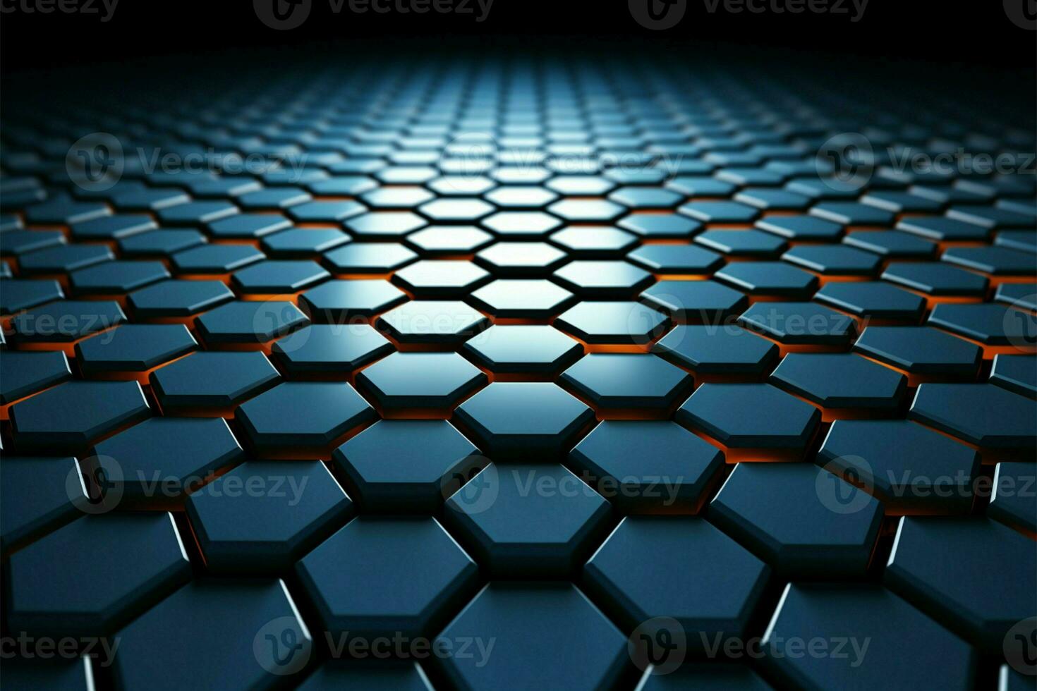 Hexagonal honeycomb in 3D, creating an abstract, textured backdrop AI Generated photo