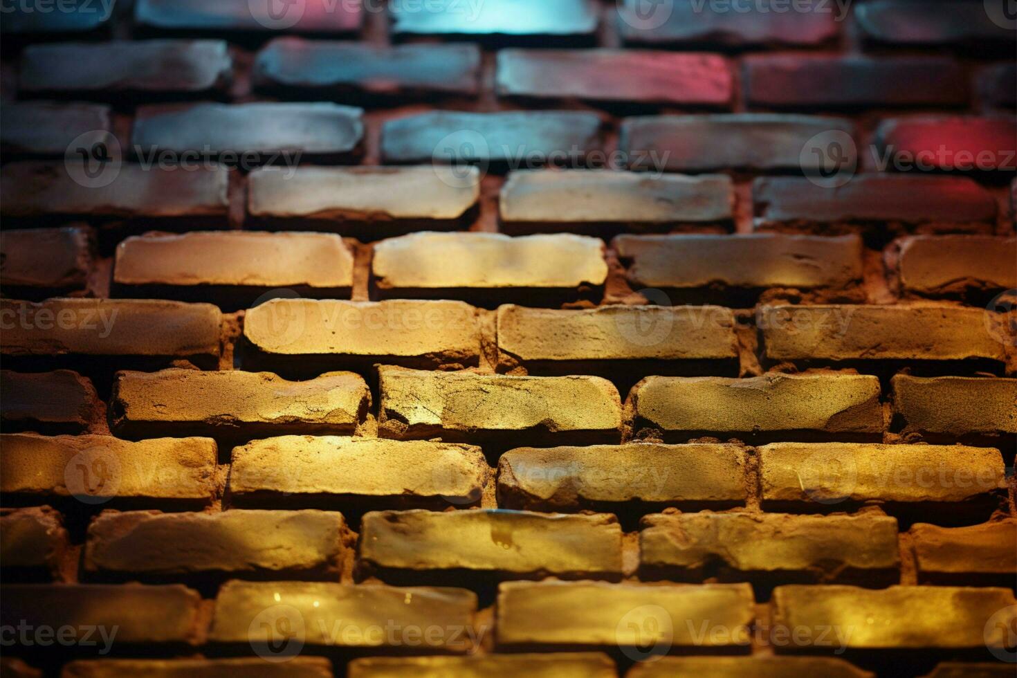 Light leak adds character to the textured old brick wall AI Generated photo