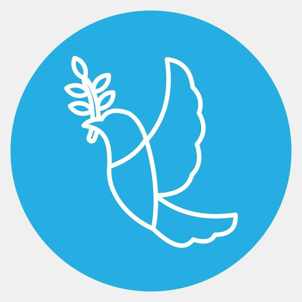 Icon a dove carrying an olive branch. Palestine elements. Icons in blue round style. Good for prints, posters, logo, infographics, etc. vector