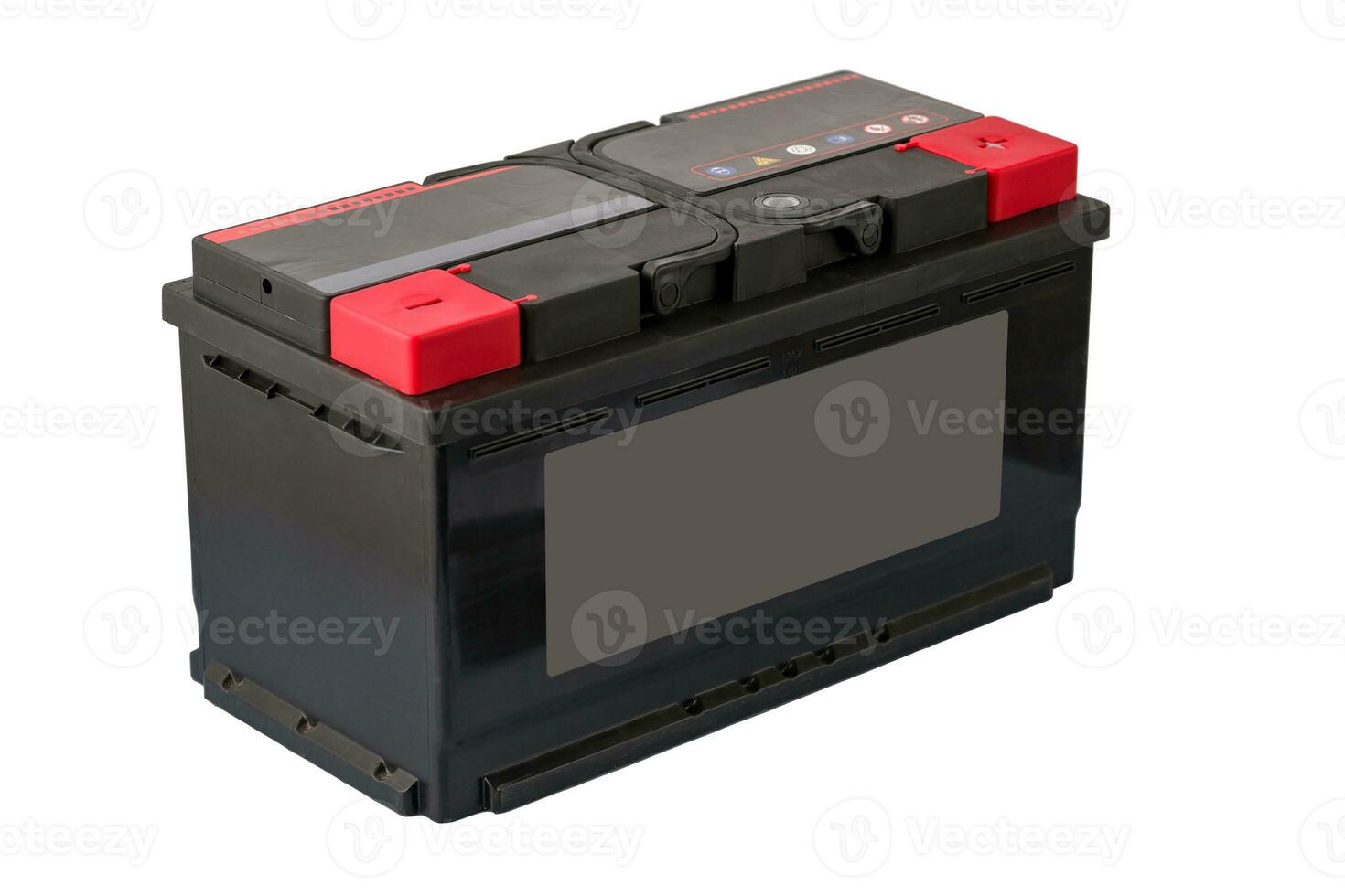 black car battery closeup on a white background photo