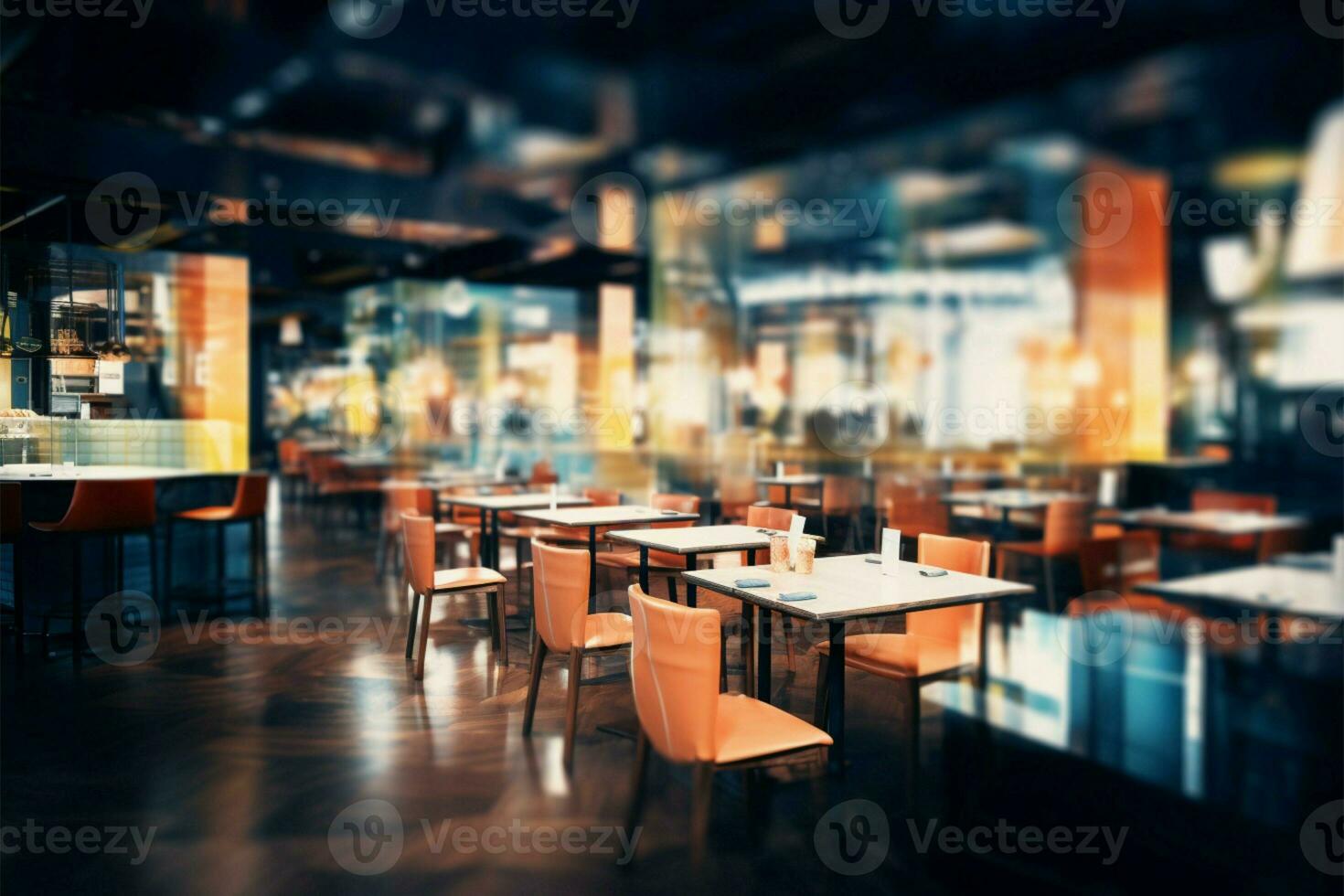 Misty cafe and restaurant interior, an abstract fusion of spaces AI Generated photo