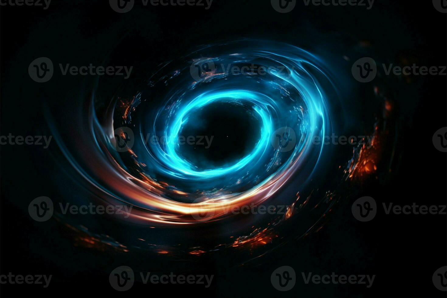 Hypnotic spiral tunnels and enigmatic black holes in deep space AI Generated photo