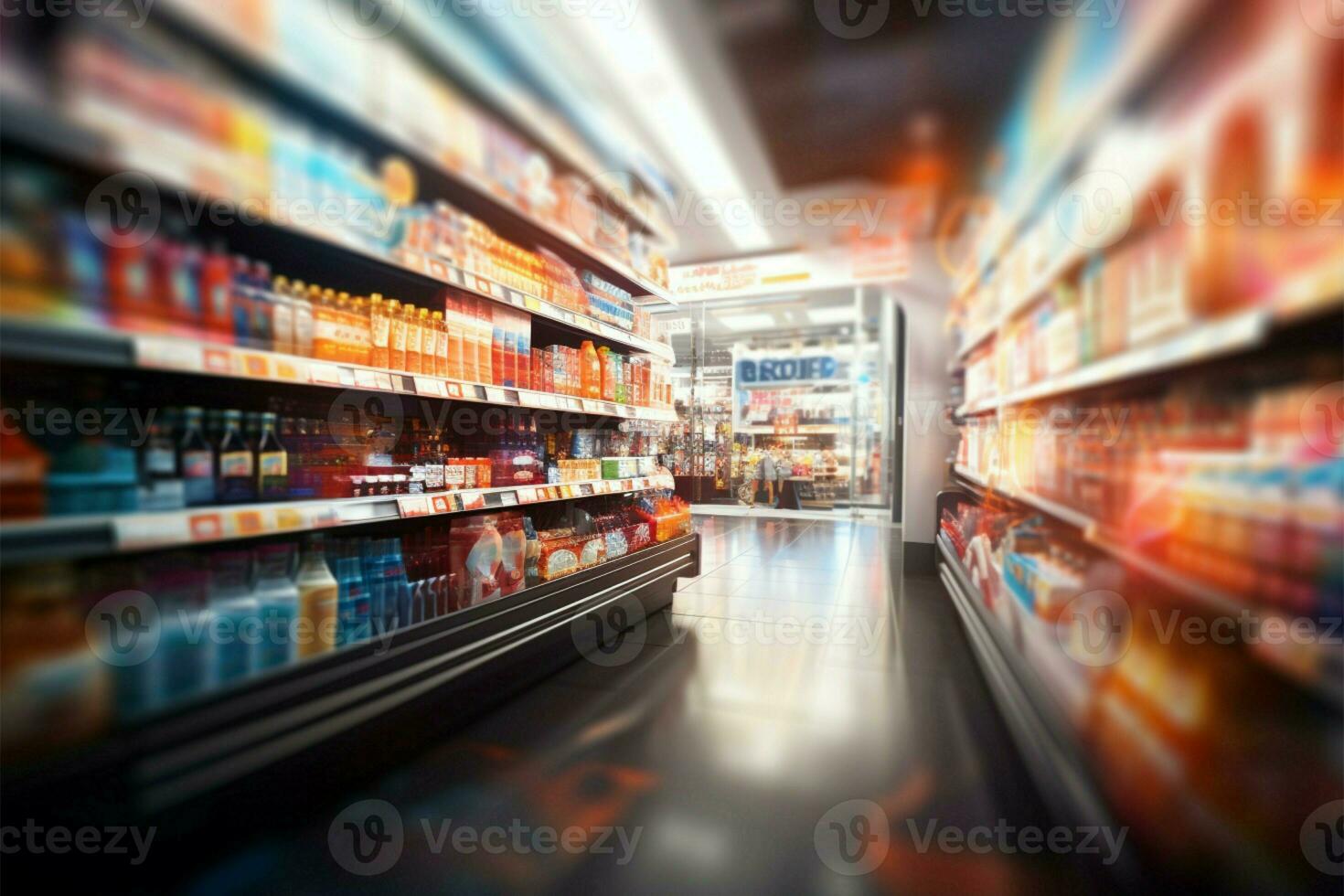 Dynamic abstraction of a bustling and vibrant supermarket environment AI Generated photo
