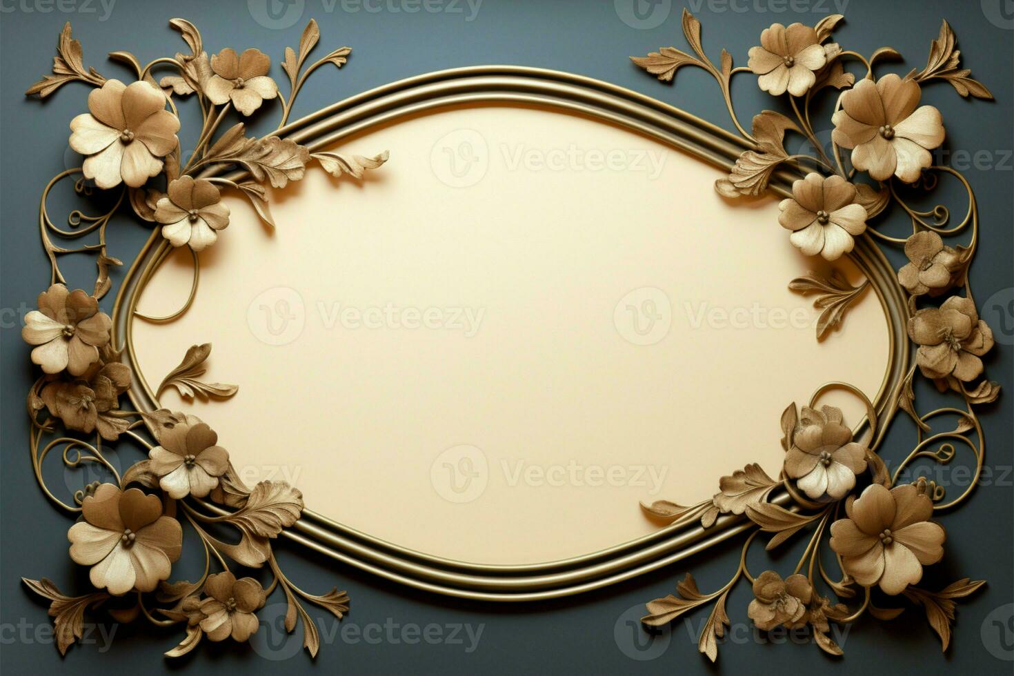 Elegant background with a vintage frame, evoking classic aesthetics AI Generated photo