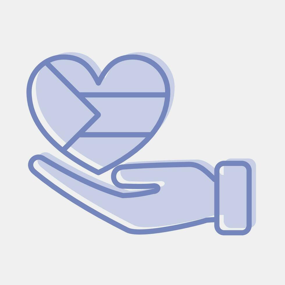 Icon hand and heart. Palestine elements. Icons in two tone style. Good for prints, posters, logo, infographics, etc. vector