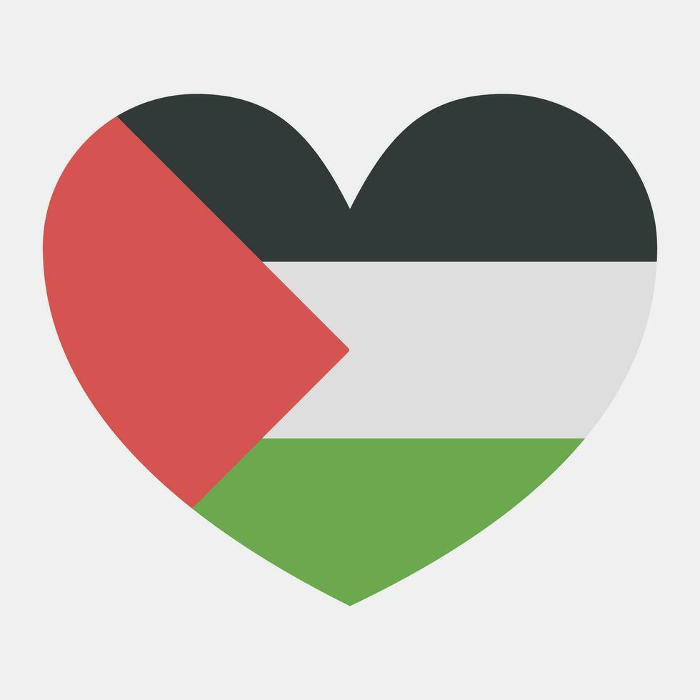 Icon heart shape palestine flag. Palestine elements. Icons in flat style. Good for prints, posters, logo, infographics, etc. vector