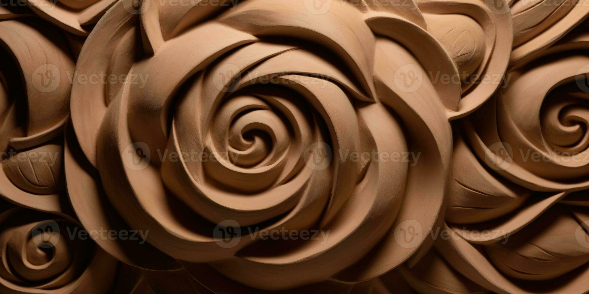 Generative AI, antique sculpture flowers made of clay, muted neutral colors, 3d style ceramic statue photo