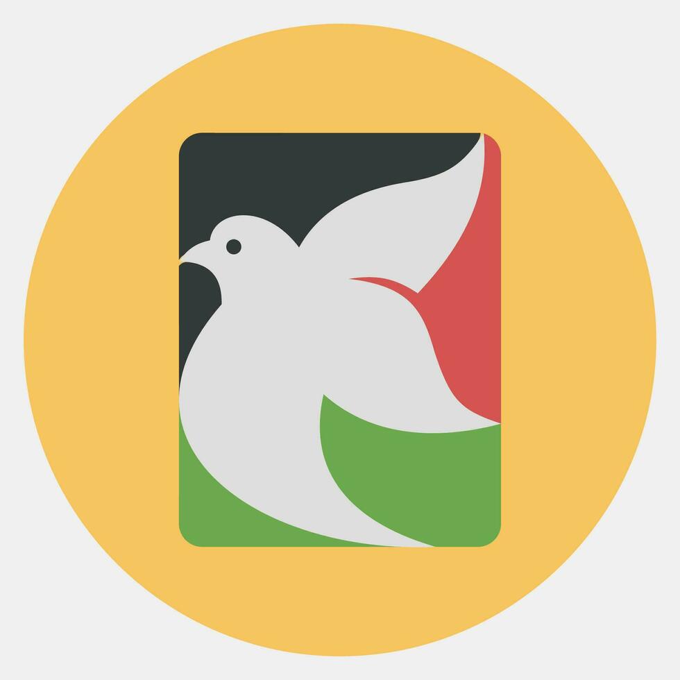 Icon dove in a rectangle. Palestine elements. Icons in color mate style. Good for prints, posters, logo, infographics, etc. vector