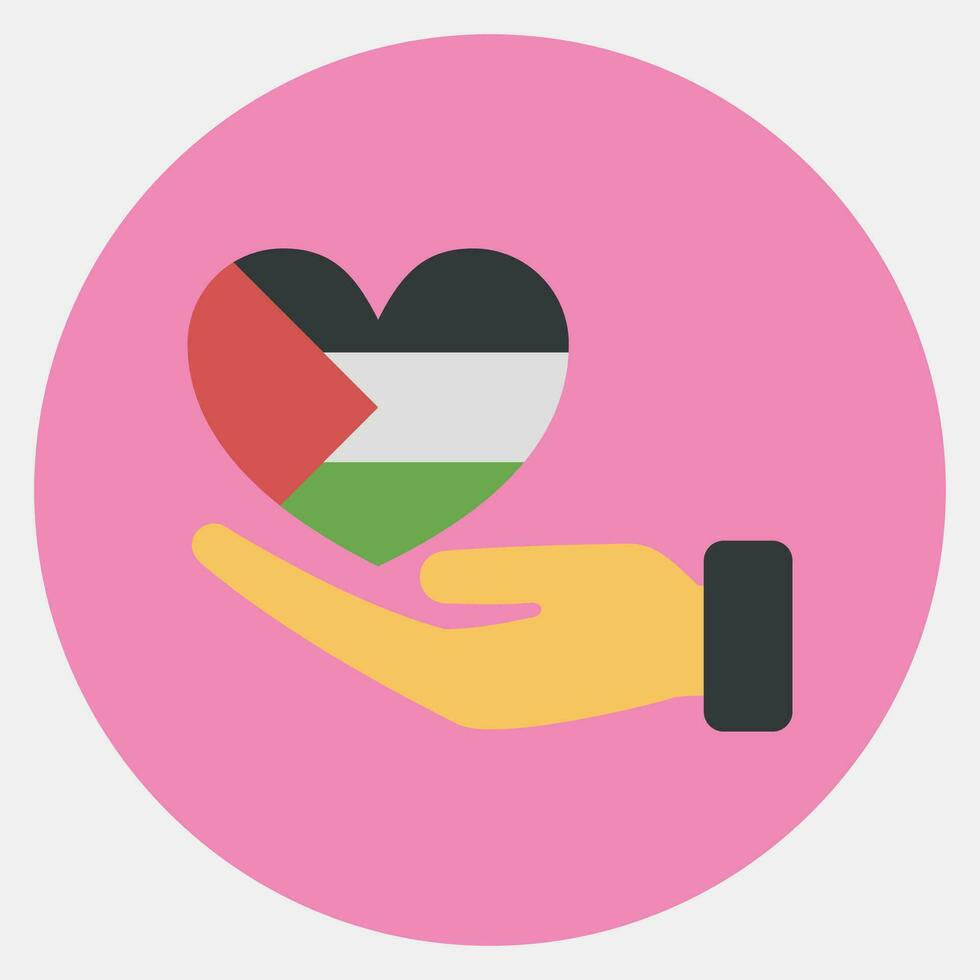 Icon hand and heart. Palestine elements. Icons in color mate style. Good for prints, posters, logo, infographics, etc. vector