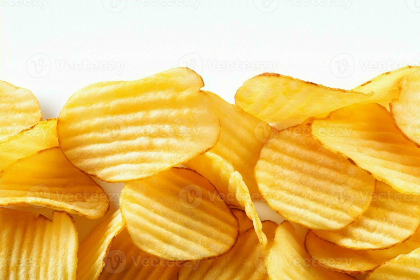 Crispy potato chips, cut out on a white background for convenience AI Generated photo