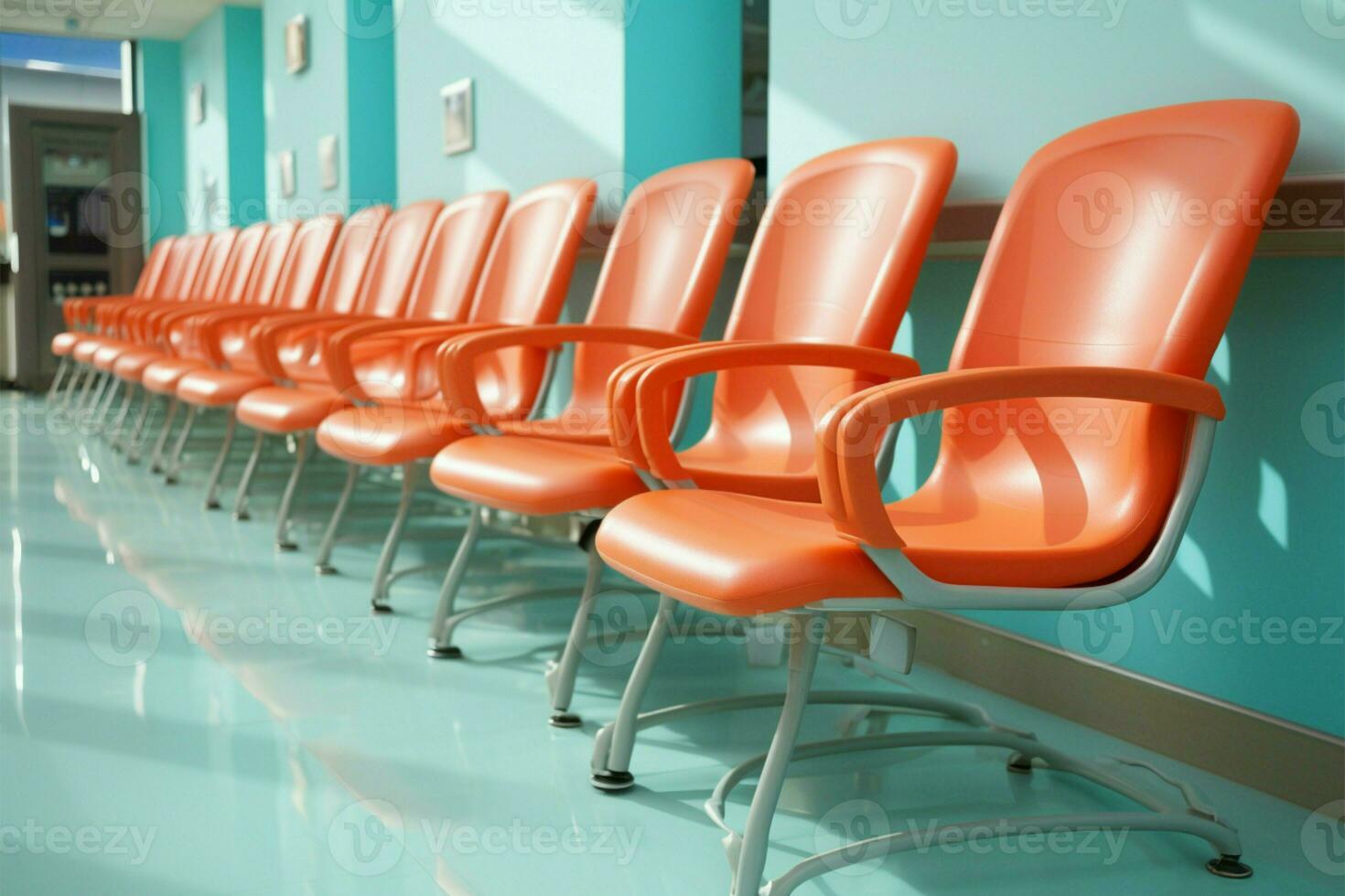 Chairs in the hospital waiting room offer comfort and support AI Generated photo