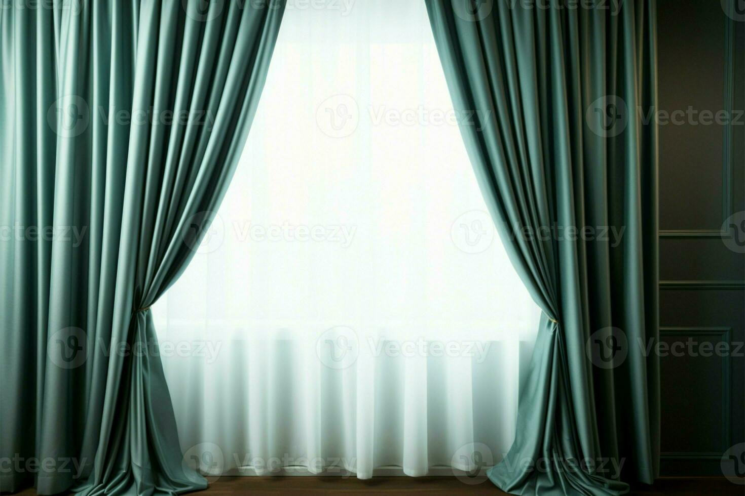 Closeup of curtains adorning an empty rooms window, an inviting interior AI Generated photo