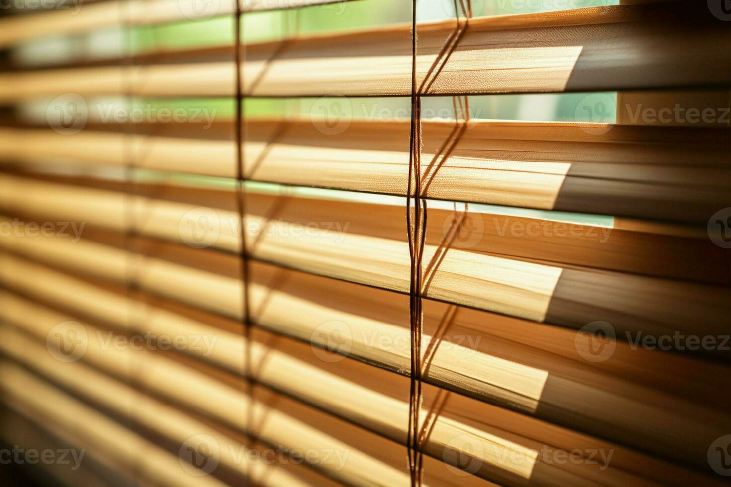 Close up Bamboo, venetian, and chick blinds create soft focused elegance AI Generated photo