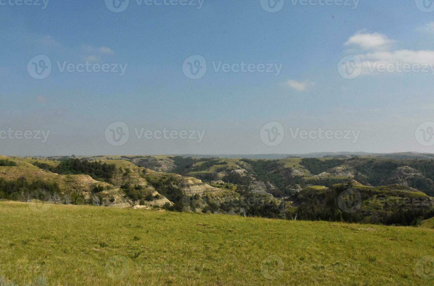 Beautiful View of Badlands Landscape and Rugged Terrain photo
