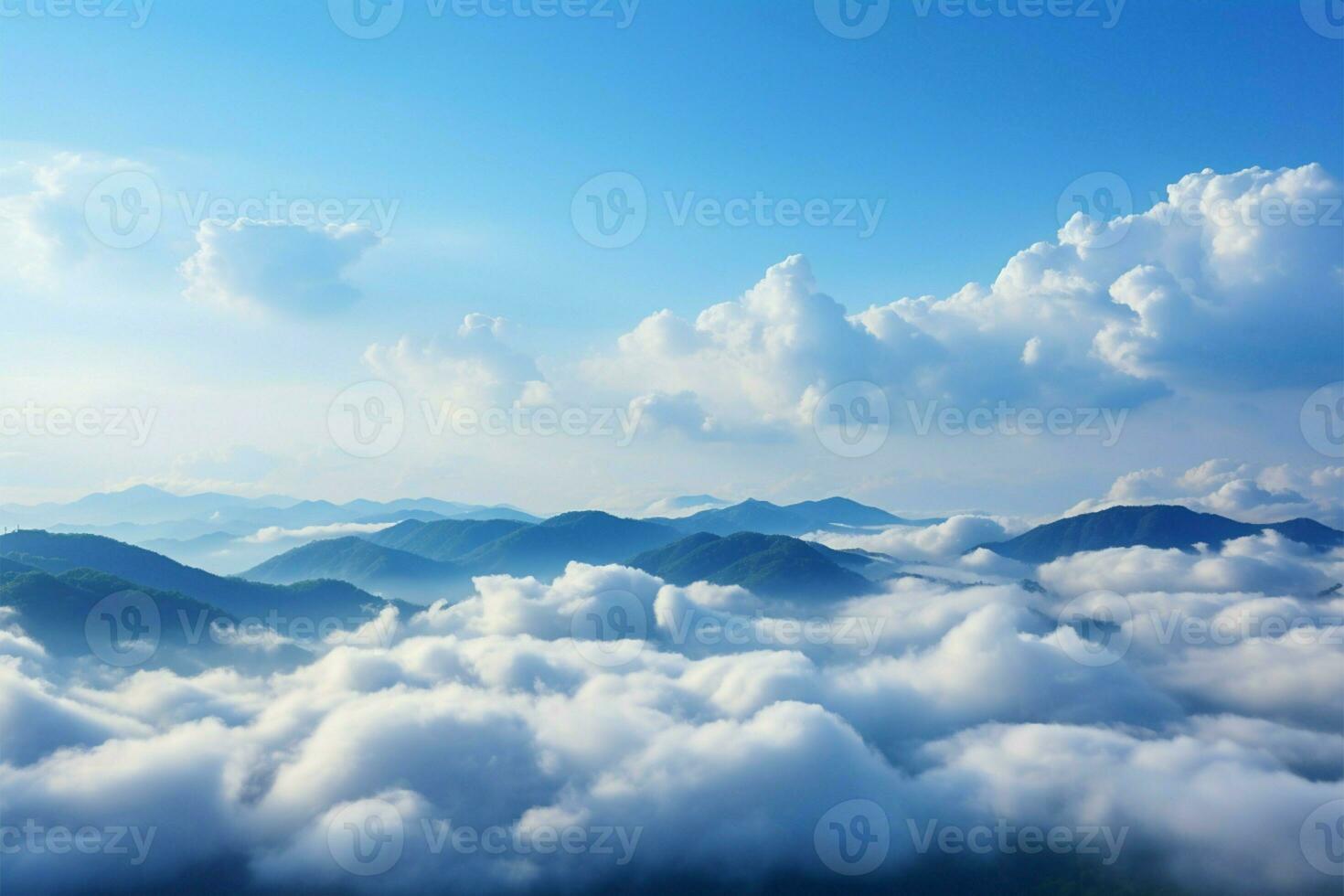 Clouds in a blue sky, an abstract patterned nature background AI Generated photo