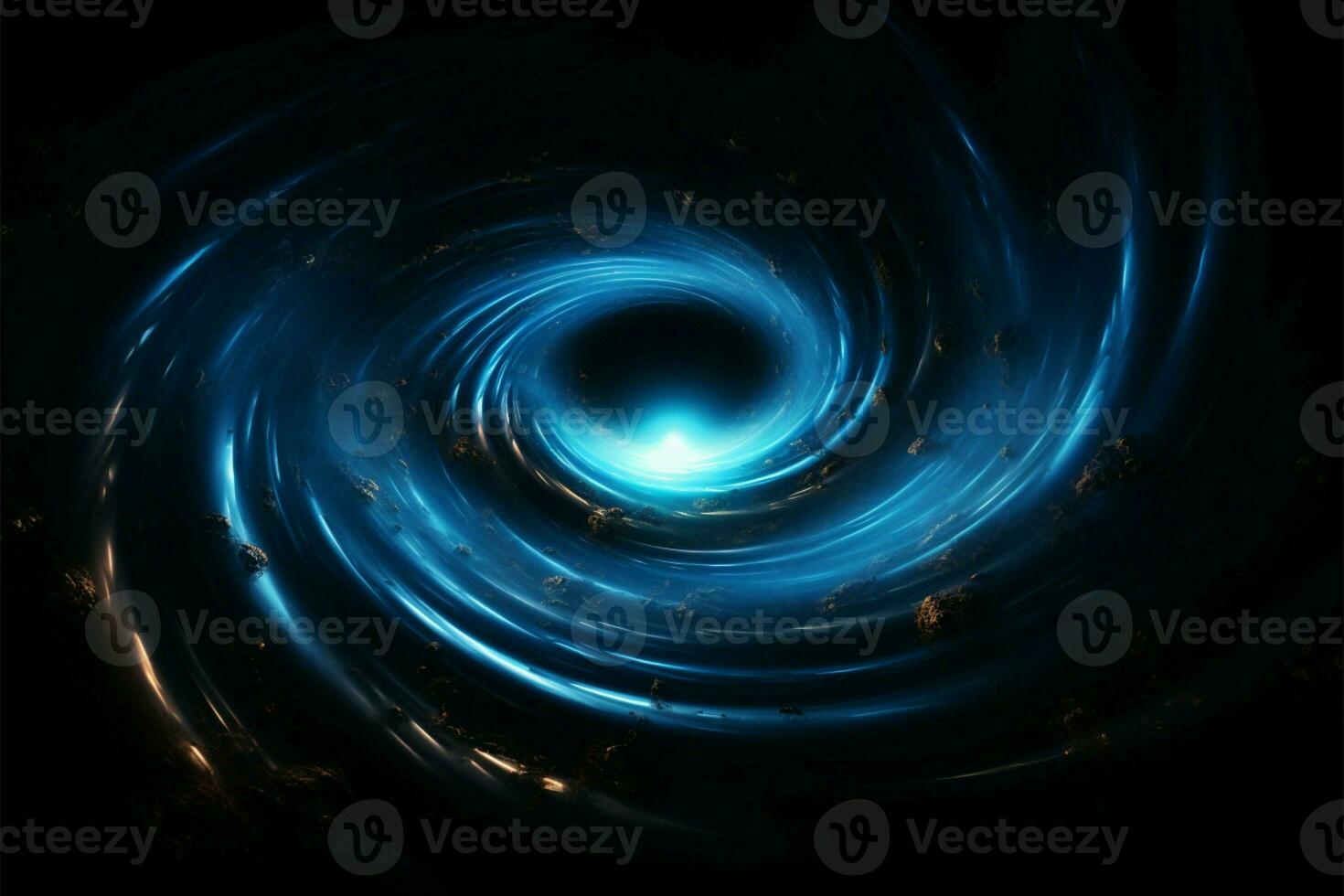 Cosmic mystery Black holes, spiral tunnels, and celestial blue mist AI Generated photo